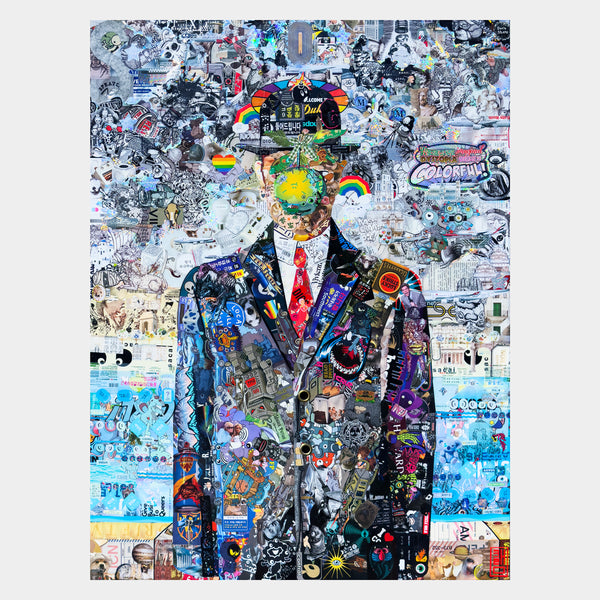 The Son of Businessman by Clements Park — sticker collage on canvas